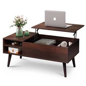 lot 9279 image: WLIVE Lift Top Coffee Table for Living Room,Small Coffee Table with Storage,Hidden Compartment and Adjustable Shelf,Mid Century Modern, Wood,Cherry,Espresso. - Retail $115.59