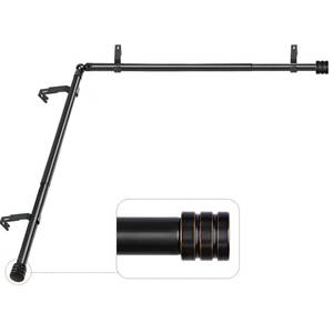 lot 9281 image: Heavy Duty Corner Window Curtain Rods 36 to 72 Inch, HOTOZON 1 Inch Telescoping Single Drapery Rod, Black, End Cap Finials