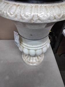lot 9291 image: Cast Stone Bulbous Urn 21.25in