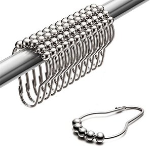 lot 10305 image: Uigos Shower Curtain Hooks Rings, Rust-Resistant for Bathroom Shower Rods Shower Hooks - Set of 12, Chrome
