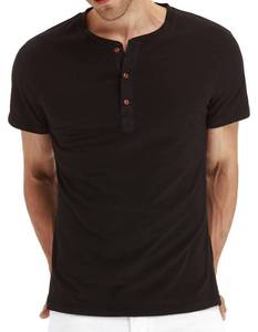 lot 10336 image: NITAGUT Mens Fashion Casual Front Placket Basic Short Sleeve Henley T-Shirts (Size M, 02 Black)