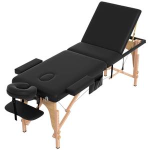 lot 7133 image: ABET Massage Table, 3 Fold Portable Lash Bed Tatto Bed, Height Adjustable Spa Facial Bed 3 Sections with Face Cradle, Detachable Armrest, Black Frame & Accessories Carrying Bag, Black - Retail $139.97