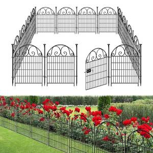 lot 7139 image: Getlay Tall Garden Fence Animal Barrier with Gate, 40 in(H) 12 Panels Garden Fences and Borders for Dogs, Dog Fence Outdoor for Yard, Total Length 27 Ft Metal Temporary Fencing, Flower Bed Fencing - Retail $203.54