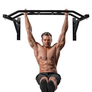 lot 7140 image: BESTHLS Wall Mounted Pull Up Bar Multi-Grip Chin Up Bar Strength Training Pull-up Bars with Hanger Rings for Punching Bags, Power Ropes for Home Gym - Retail $129.99