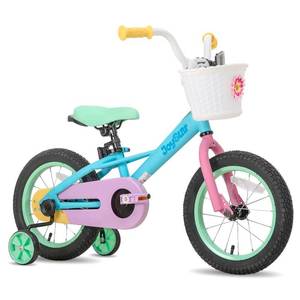 lot 7141 image: JOYSTAR 14 Inch Kids Bike for 3 4 5 Years Girls 14 Toddler Girl Bicycle with Training Wheels and Coaster Brake for 3-5 Years Kids 85% Assembled Macarons - Retail $136.49