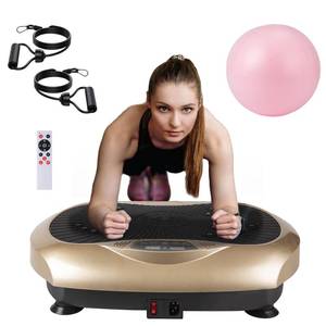 lot 7145 image: Vibration Plate Exercise Machine, Vibration Plate for Lymphatic Drainage, Whole Body Vibration Platform for Weight Loss, Home Gym Fitness Exercise Equipment wPilates Ball(Gold) - Retail $139.98