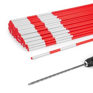 lot 7147 image: A 100 Pack 36 Hollow Plastic Reflective Snow Stakes, Flexible Driveway Markers, Includes 12 Installation Drill Bit, 38 Diameter (100)