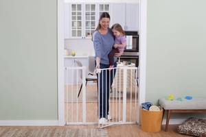lot 7148 image: Safety 1st Extra Wide Baby Gate with Door Premium Child Safety Gate, Extra Tall Baby Gate, Easy Installation, 36 Tall & Wide, Fits Between 29 and 47