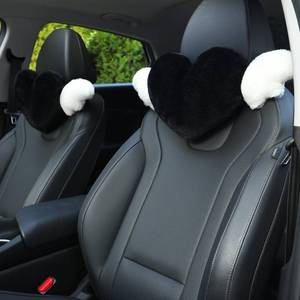 lot 7163 image: A 2 Pack Heart Shaped Cute Car Headrest Pillow with Angel Wings - Comfortable Soft Head Rest Cushion Kawaii Car Accessories Neck Pillow for Driving Travelling Office Home Decor - Black Love Heart