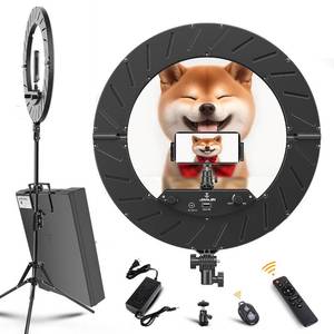 lot 7167 image: JJ JIANJIN Ring Light Kit1845cm Outer 55W6700k Dimmable LED Light, Tripod Stand, Remote Controller,Box for Camera,Smartphone,YouTube,TikTok,Self-Portrait Shooting,CRI90,Black