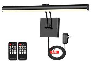 lot 7185 image: NEWREACH 16.53 Plug-in LED Picture Light with Remote, Dimmable Painting Frame Light with3000K, 980LM, CRI95, Book Light for Home Wall Art Mirrow, Black