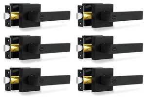 lot 7189 image: RAZCC Privacy Door Levers, 6 Pack Matte Black Door Handles, Bed and Bath Door Locksets Heavy Duty Keyless Interior Handles, Reversible for Left Right Handed Doors - Retail $78.7