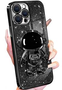lot 8005 image: Buleens for iPhone 12 Pro Case Astronaut, Clear Cases for iPhone 12 Pro with Glitter Paper & Spaceman Stand, Women Girls Cute Electroplated Sparkly Space Phone Cover for 12 Pro Black