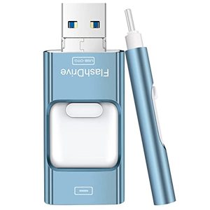 lot 8014 image: Flash Drive for iPhone 256GB, 4 in 1 USB Type C Memory Stick, Photo Stick External Storage Thumb Drive for iPhone iPad Android Computer, Sky Blue