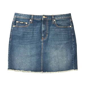 lot 8443 image: DKNY Jeans Women s 17 A-Line Frayed Raw Hem Denim Skirt (NomNomad 10)