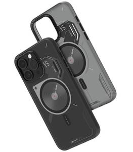 lot 8459 image: Aulumu A15 TPU Magnetic for iPhone 15 Pro Max Case - IMD Technology Motifs- Compatible with MagSafe Aluminum Alloy Camera Frame Semitranslucent Hard Shell - Black