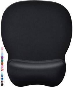 lot 8486 image: MROCO Ergonomic Mouse Pad with Gel Wrist Support, Comfortable Mousepad with Smooth Wrist Rest Surface and Non-Slip PU Base for Pain Relief, Computer, Laptop, Office & Home, 9.4 x 8.1 in, Black Color