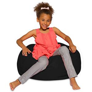lot 9244 image: Posh Creations Bean Bag Chair for Kids, Teens, and Adults Includes Removable and Machine Washable Cover, Solid Black, 27in - Medium