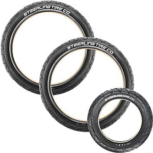 lot 9265 image: Two 16in x 1.75 Rear and One 12.5in x 2.25 Front Wheel Replacement Tires for Jogging Strollers - The Perfect BOB Stroller Tire Replacement Set by Steerling Tire Co. (3-Pack)