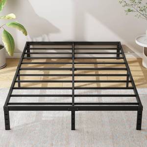 lot 9273 image: Cieemine 12 Inch King Size Metal Bed Frame, Heavy Duty Steel Slat Mattress Foundation, No Box Spring Needed, Easy Assembly, Noise-Free, Black - Retail $79.34