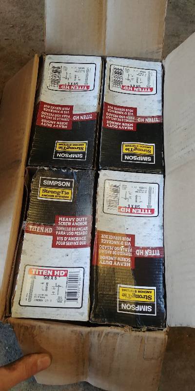 lot 6843 image: 4 Boxes of Simpson Titen HD 58 x 6 Screw Anchors