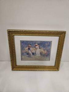 lot 128 image: Small Picture of boy and girl with scripture Matthew 58 below it , in a frame