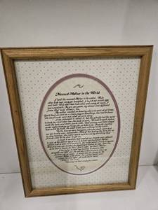 lot 130 image: Meanest Mother in the World quote in a frame