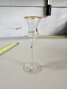 lot 144 image: Late 20th Century Mikasa Crystal Lace Floral Candle Holder, Gilded Rim