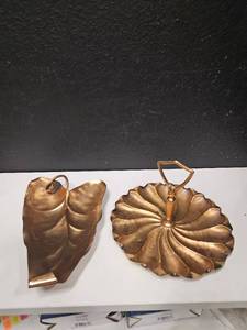 lot 178 image: Lot of 2 copper colored tin trays that can be for Jewelry or keys or whatever