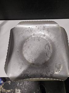 lot 179 image: Federal Florette Design Hammered Aluminum Tray Curled Edges Floral Design Square Silver Toned Vintage Table Decor Interior Decor