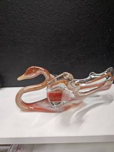 lot 214 image: Another Hand Blow glass home decor by Golden Glo Pocola, Oklahoma, part cracked off but still can be a good home decor piece