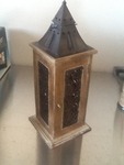 Nice metal and wood  candle box great Decour please
