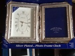 Silver plate frame and clock combination