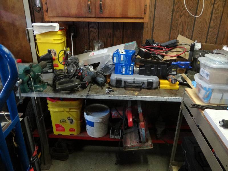 lot 6568 image: Metal Work Bench w Entire Contents