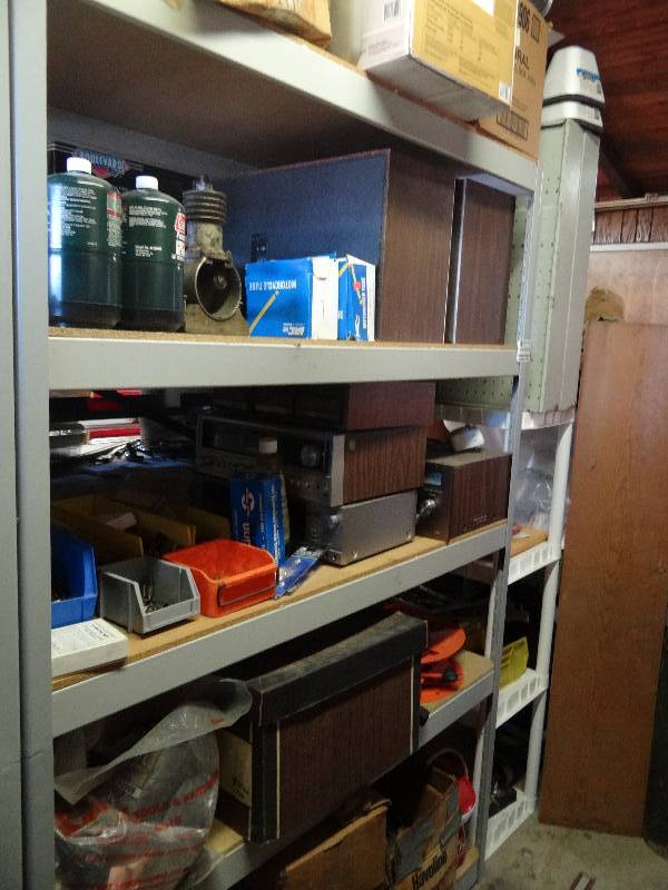 lot 6575 image: Large Metal Shelf & Contents