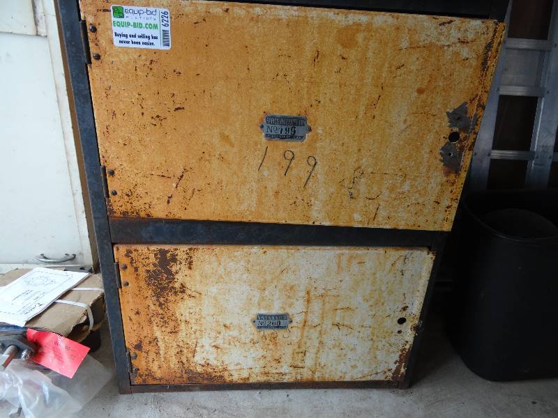 lot 6226 image: Antique Metal Cabinet #2- 2 Door