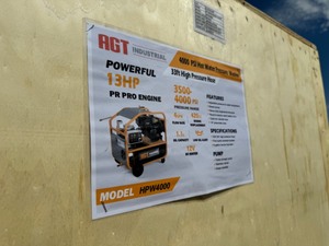 lot 20357 image: Unused Gas Engine with Diesel Hot Water Pressure Washer- 4000 PSI,13 HP, HOT PRESSURE WASHER  AGT-HPW4000