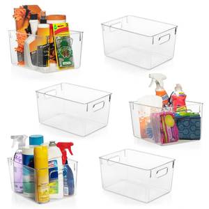 lot 48697 image: ClearSpace Clear Plastic Storage Bins �� Pantry Organizers & Storage Containers, Cabinet Organizer - Home Organization Must Haves for Kitchen, Laundry Room, Office, Closet, Garage & Freezer