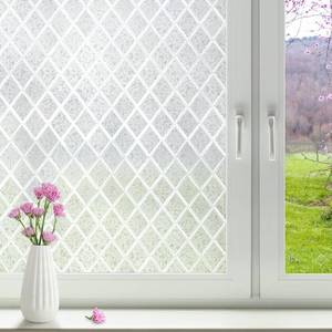lot 48701 image: rabbitgoo Window Privacy Film, Decorative Privacy Window Film Sun Blocking, Frosted Glass Window Film, Non-Adhesive Privacy Cling Covering, Static Cling Window Sticker, Floral Lattice, 35.4�157.4