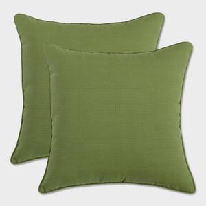 lot 48704 image: Pillow Perfect Forsyth Solid IndoorOutdoor Throw Pillow Plush Fill, Weather and Fade Resistant, Throw - 18.5 x 18.5, Green, 2 Count