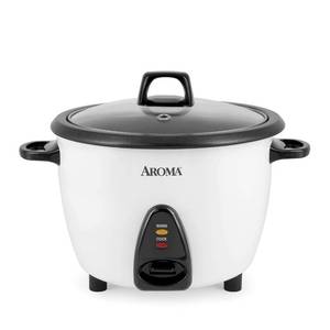 lot 48705 image: Aroma Housewares ARC-360-NGP 20-Cup Pot-Style Rice Cooker & Food Steamer, White