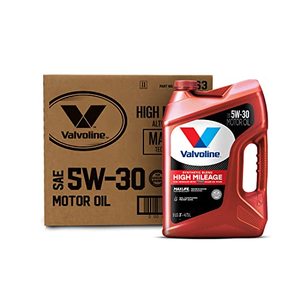 lot 48713 image: Valvoline High Mileage with MaxLife Technology SAE 5W-30 Synthetic Blend Motor Oil 5 QT, Case of 3 (Packaging May Vary)