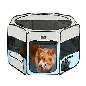 lot 48725 image: X-ZONE PET Dog Playpen Portable Pet Play Pens for Puppies, Cat, Rabbit, Chicks, Foldable Exercise Play Tent Kennel Crate, IndoorOutdoor Travel Camping Blue Medium