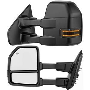 lot 48726 image: Smoked Power Heated Tow Mirrors Compatible with 2004-2014 Ford F150 F-150 Pickup Truck, Extended Trailer Towing Side Mirrors with LED Puddle Light - Retail $218.58