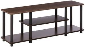 lot 48742 image: Furinno Turn-N-Tube No Tools 3D 3-Tier Entertainment TV Stand up to 50 inch TV, Round Tubes, Dark Brown  Black