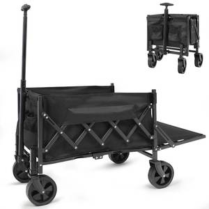 lot 48744 image: Collapsible Foldable Wagon, Beach Cart Large Capacity, Heavy Duty Folding Wagon Portable, Collapsible Wagon for Sports, Shopping, Camping (Black, 1 Year Warrant)