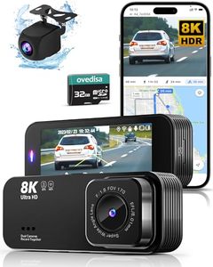 lot 48746 image: Dash Camera for Cars, 8K Full UHD Dash Cam Front and Rear Inside with App,Car Camera with Free 32GB Card,Built-in Wi-Fi GPS,3.16��IPS Screen,170°Wide Angle,WDR,24H Parking Mode,Night Vision