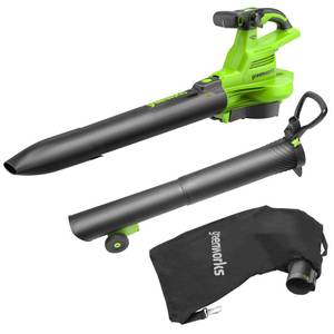 lot 48768 image: Greenworks 40V (230 MPH  505 CFM  75 Compatible Tools) Cordless Brushless Leaf Blower  Vacuum, Tool Only - Retail $177.13