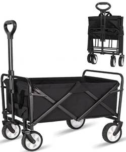 lot 48775 image: Collapsible Foldable Wagon, Beach Cart Large Capacity, Heavy Duty Folding Wagon Portable, Collapsible Wagon for Sports, Shopping, Camping (Black, 1 Year Warrant)