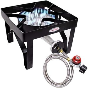 lot 48779 image: GasOne 200K BTU Propane Burner �� Heavy-Duty Propane Stove �� Outdoor Burner with Adjustable 0-20Psi Regulator and Steel Braided Hose �� Ideal for Home Brewing, Turkey Fry - Retail $87.79